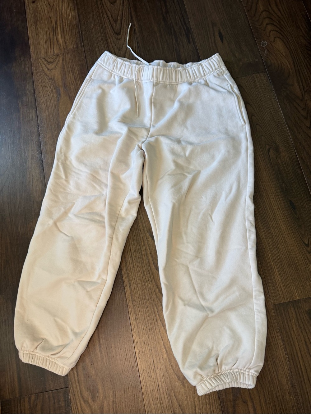Athleta Light Cream Elastic Waist Drawstring Joggers